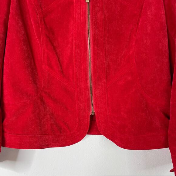 Vintage red corduroy zip cropped lightweight jacket 8P - Picture 3 of 6